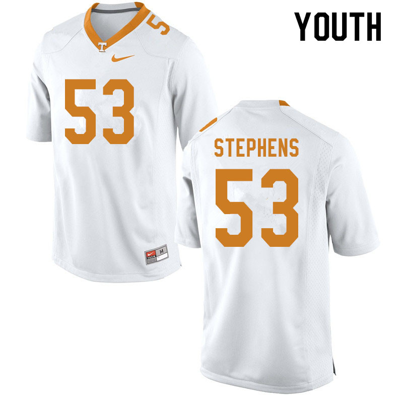 Youth #53 Dawson Stephens Tennessee Volunteers College Football Jerseys Sale-White - Click Image to Close